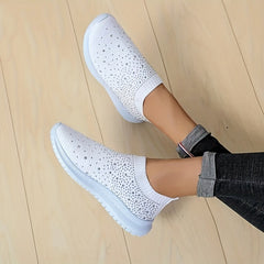 Women's Rhinestone Sock Shoes Low Top Slip On Sports Shoes