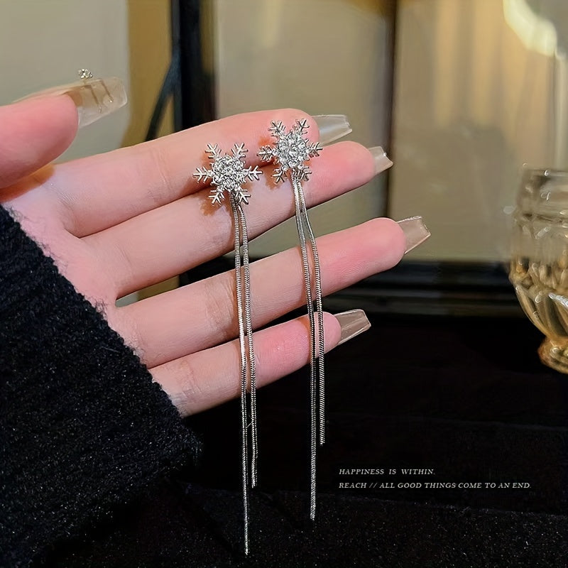 Snowflake Earrings Fringe Temperament Women's Long Earrings