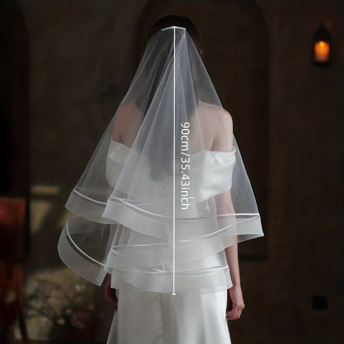 Double Layer Head Veil With Comb Bridal Hair Accessory