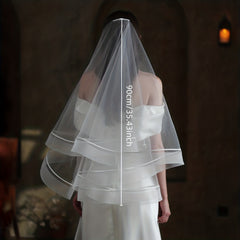 Double Layer Head Veil With Comb Bridal Hair Accessory