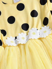 Kid Girls Polka Dot Print Princess Tutu Dress Long Sleeve Pullover