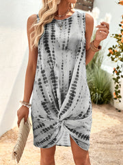 Tie Dye Twist Front Sleeveless Dress