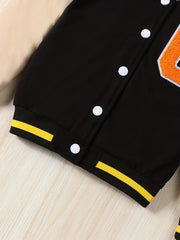 Toddler Boys Varsity Jacket Letter Patched Band Collar Uniform