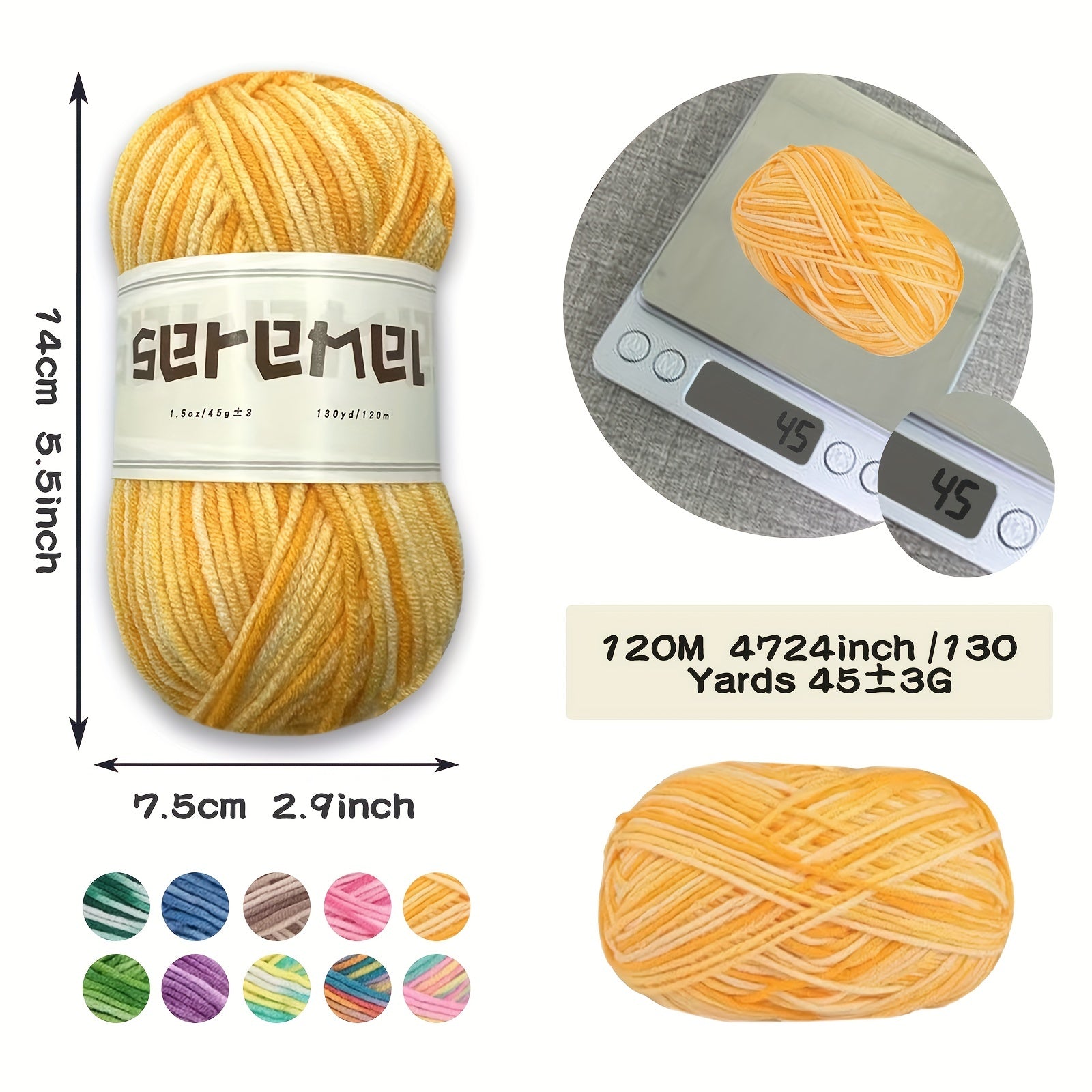 2pcs Yarn Ball 90g 260 Yds 5ply Acrylic Wool Crocheting Knitting