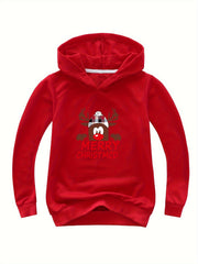 Reindeer Graphic Christmas Hoodie for Girls