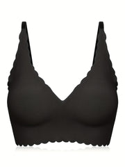Scallop Trim Wireless Bra Skin-Friendly Seamless Lingerie