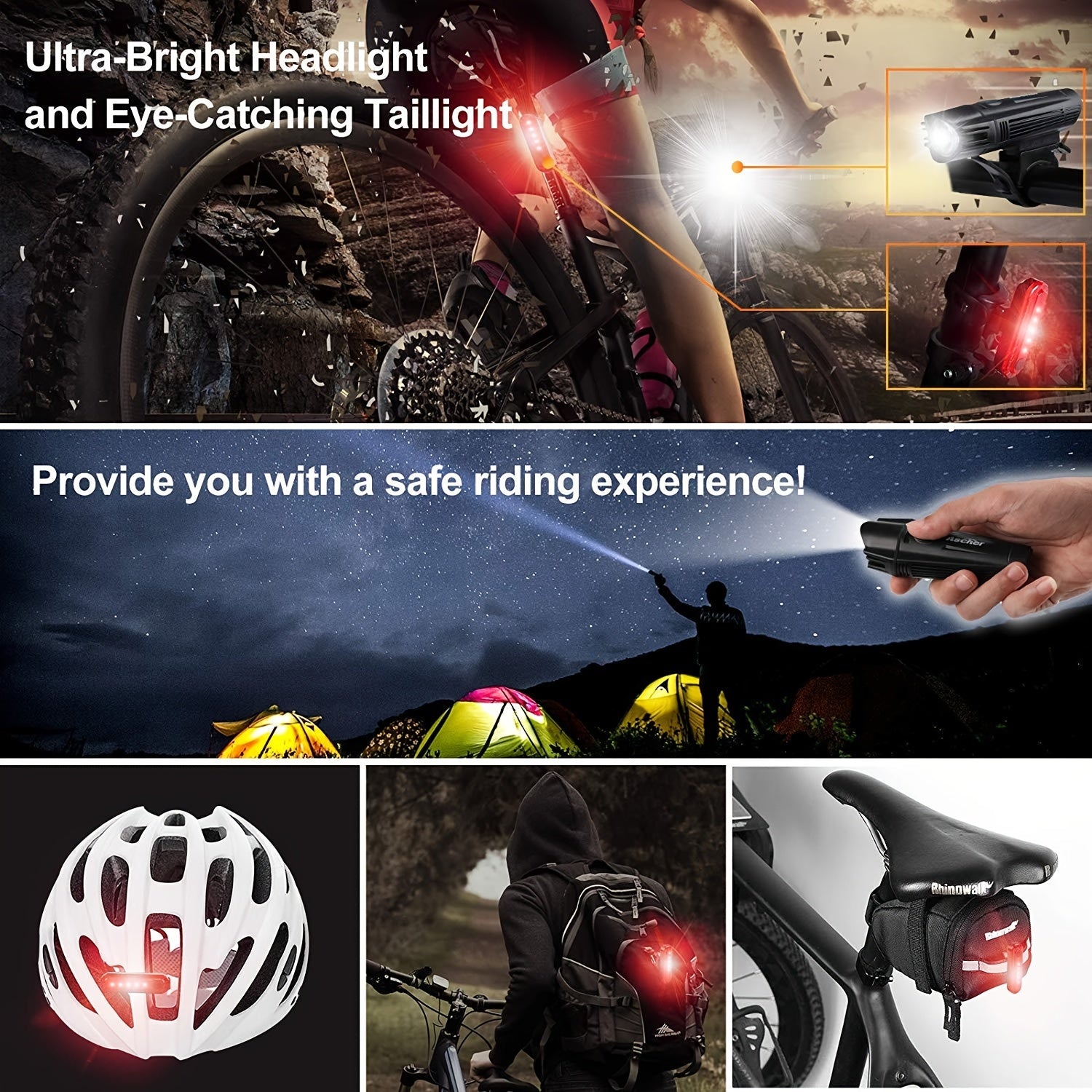Bright USB Rechargeable Bike Light Set