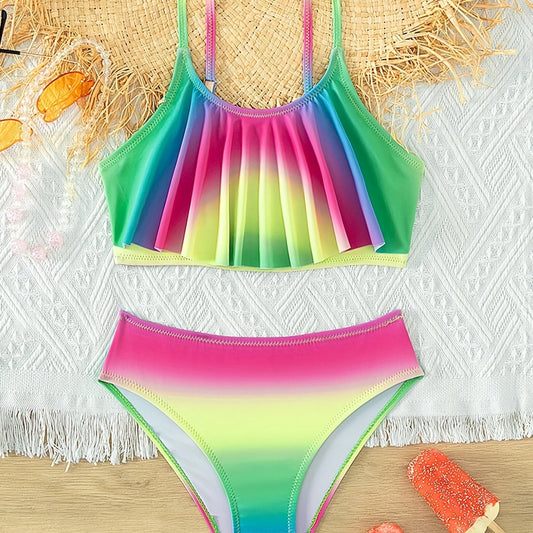 Girl's 2pcs Gradient Bikini Set Swimsuit for Summer Beach