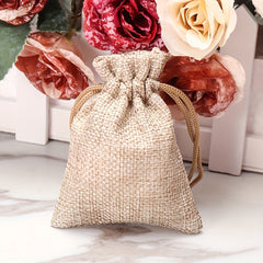 50pcs Small Burlap Jute Hessian Wedding Favor Jewellery Bags Drawstring Pouches