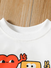 Boys Cartoon Print Pullover Sweatshirt For Autumn