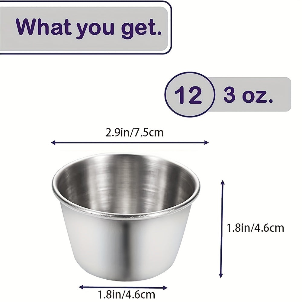 12pcs Stainless Steel Ramekins Saucers Appetizer Plate Cups