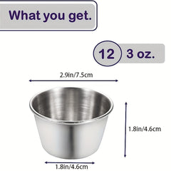 12pcs Stainless Steel Ramekins Saucers Appetizer Plate Cups