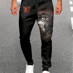 Men's Wolf Graphic Sweatpants Casual Joggers Outdoor