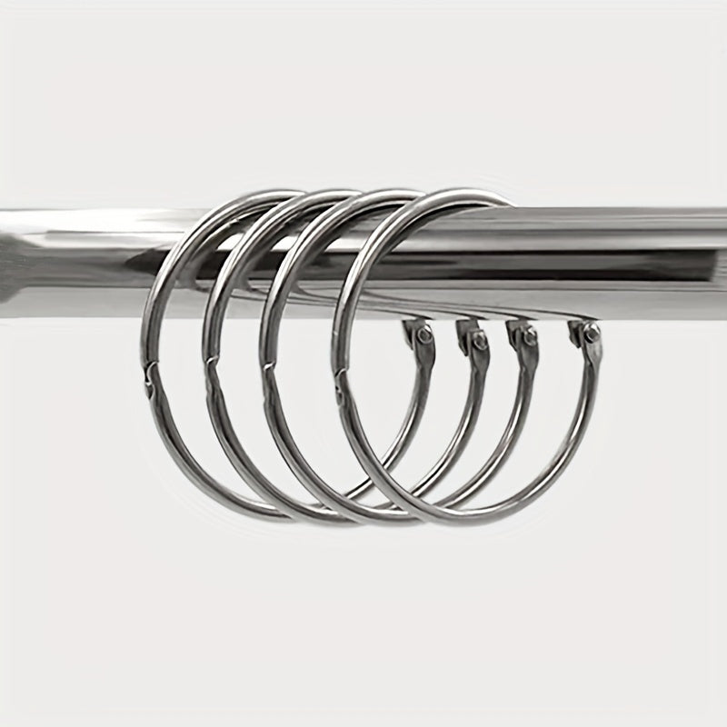 10pcs Shower Curtain Rings Silvery Hooks Bathroom Shower Rods