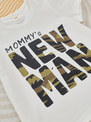 Boys MOMMY'S MAN Print T-shirt & Camo Shorts Set