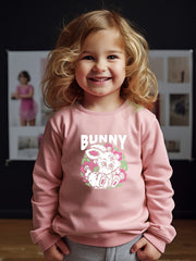 Girls Rabbit Pattern Crew Neck Sweatshirt For Spring Fall Christmas Gift