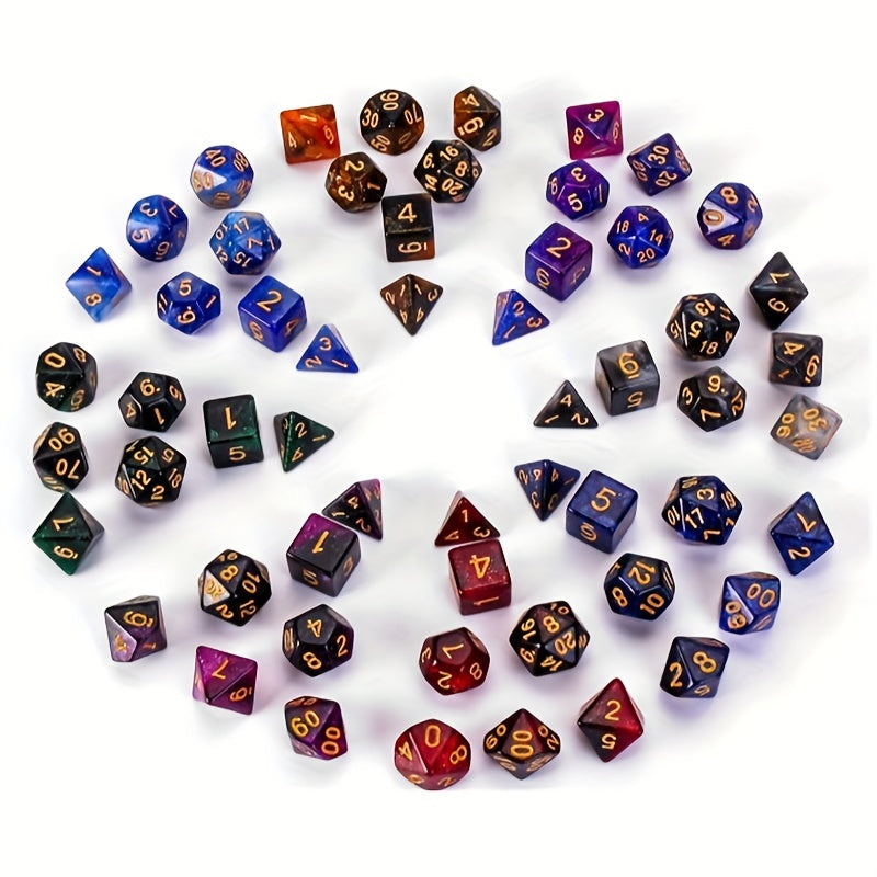 7pcs Starry Sky Two Faced Dice Set Number Game Tones