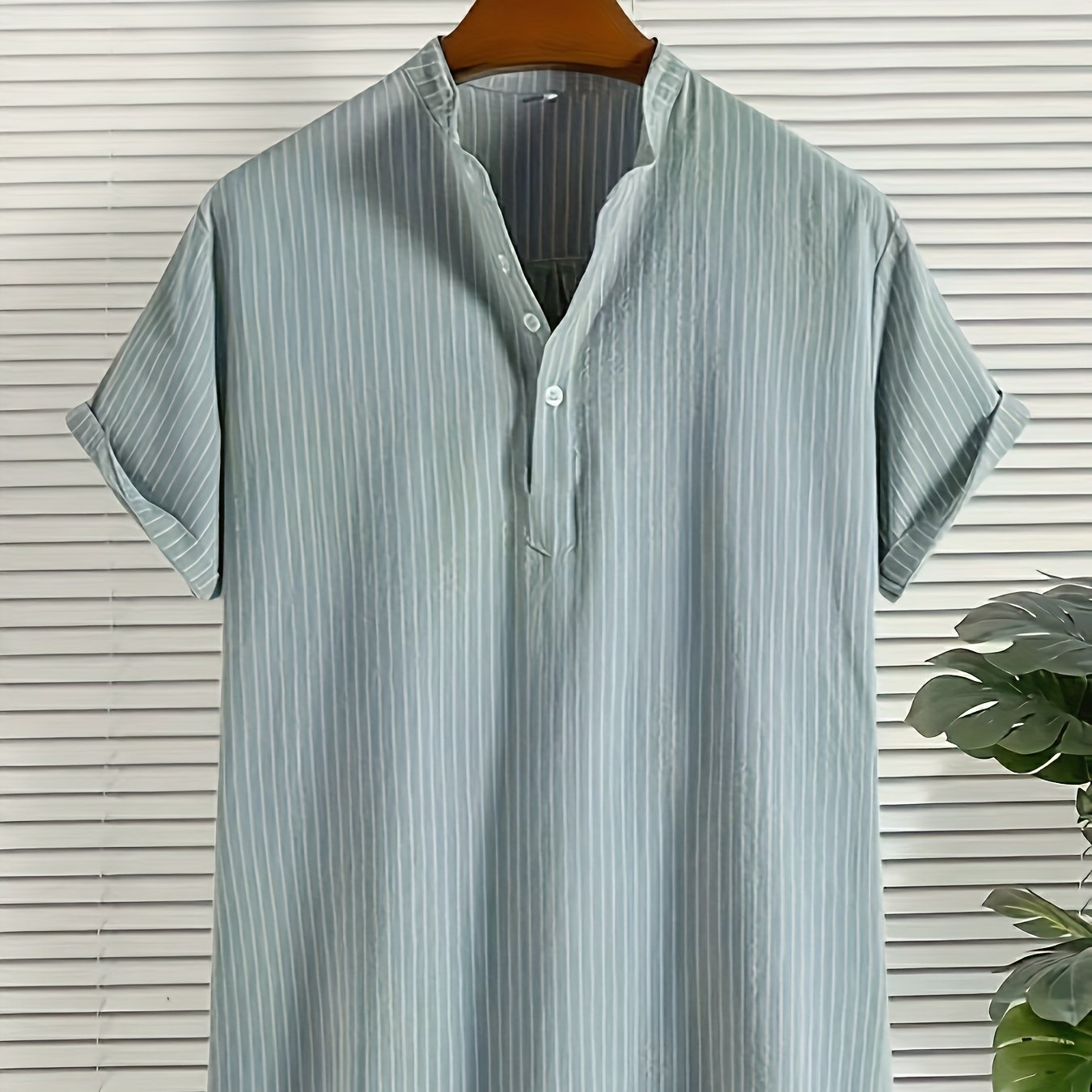 Stripe Print Men s Casual Short Sleeve Shirt For Summer Vacation
