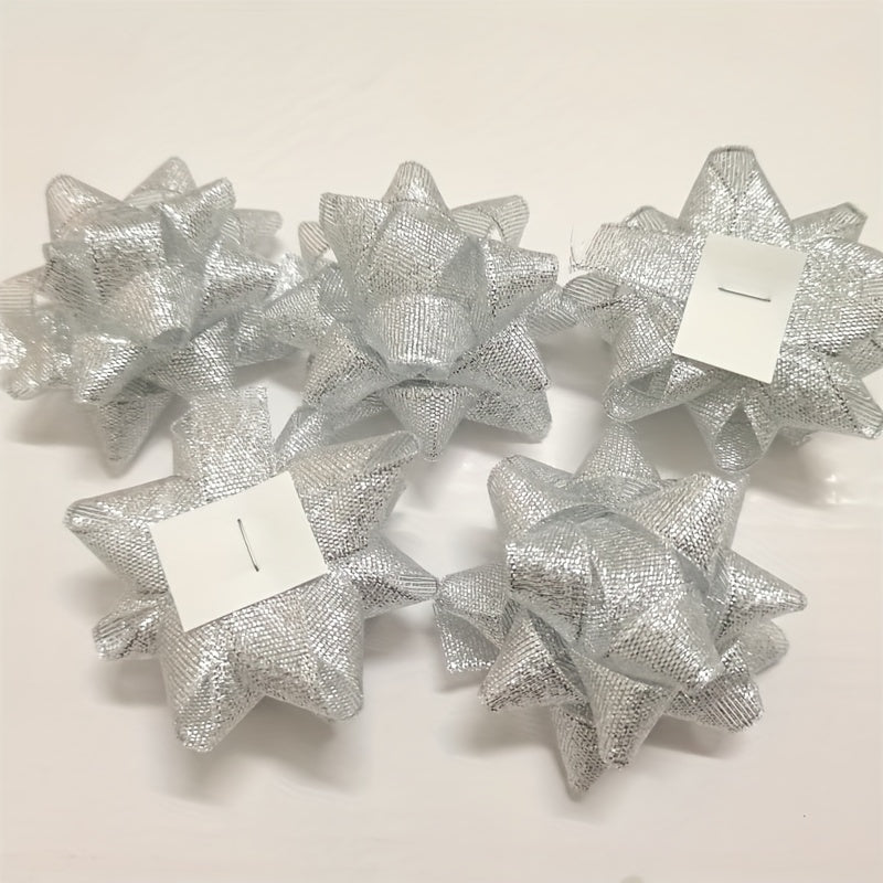 5pcs Shining Film Snow Yarn Star Pull Flower Laser Butterfly Bow Ribbon Wedding