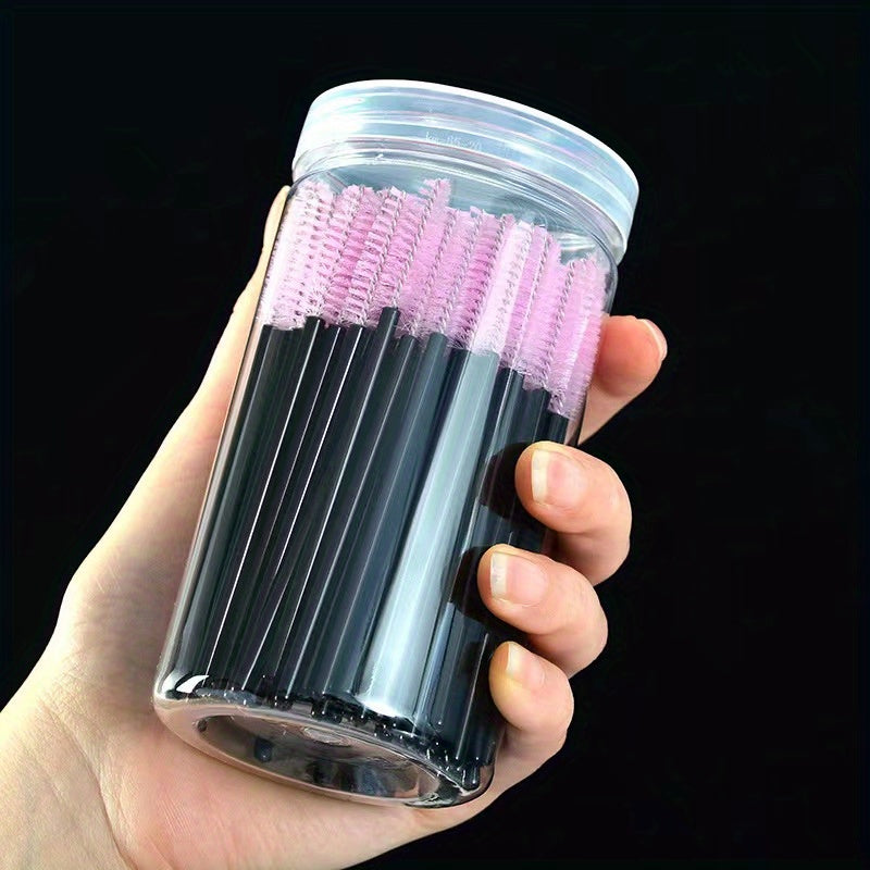 100Pcs Mascara Wands Eyebrow Spoolies Brush With Container