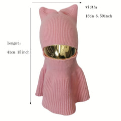 Cat Ears Knitted Hoodie Hat Balaclava Unisex Cartoon Ski Mask