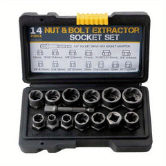 14-Piece Impact Bolt & Nut Remover Set - Cr-Mo Bolt Extractor Tool Set