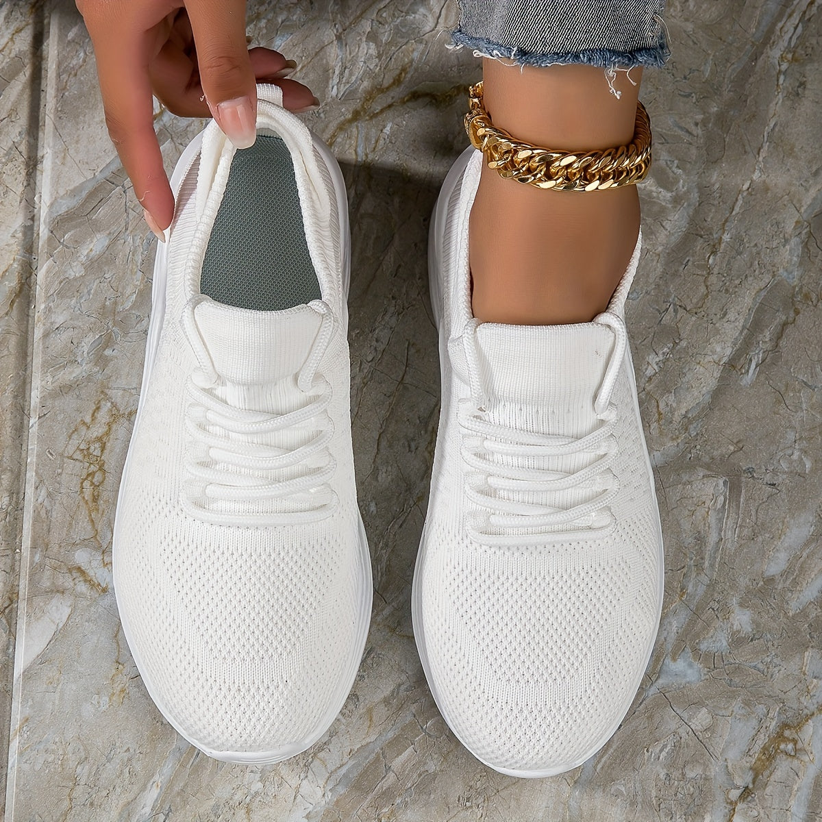 Women's Breathable Platform Sneakers Casual Lace Up Shoes