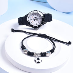 Boys' Soccer Sports Watch LED Glow Wristwatch & Bracelet Set