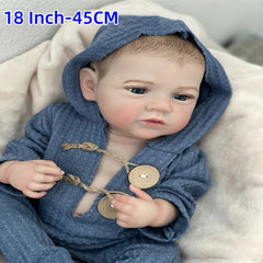 Adorable Full Body Vinyl Reborn Boy Doll with Hand Painted Hair