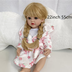 55 88 Cm Soft Full Body Enamel Reborn Doll Long Hair for Girl