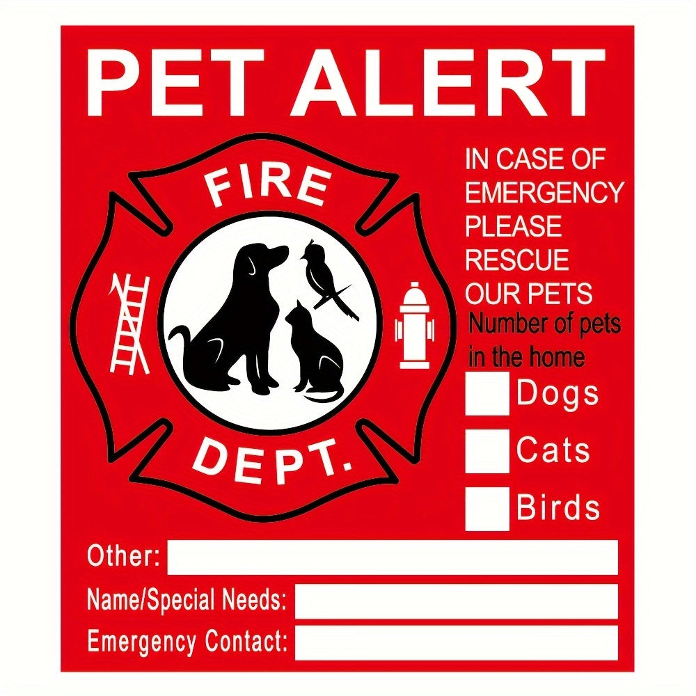 5pcs Pet Safety Fire Rescue Waterproof Stickers Alarm Self-adhesive