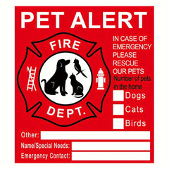 5pcs Pet Safety Fire Rescue Waterproof Stickers Alarm Self-adhesive