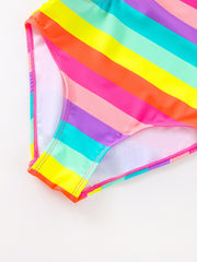 Toddler Girls Rainbow Striped One Piece Swimsuit
