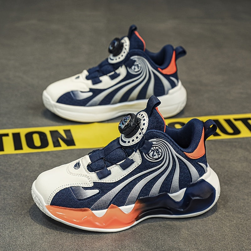 Boys' Comfy Basketball Shoes with Rotating Buckle