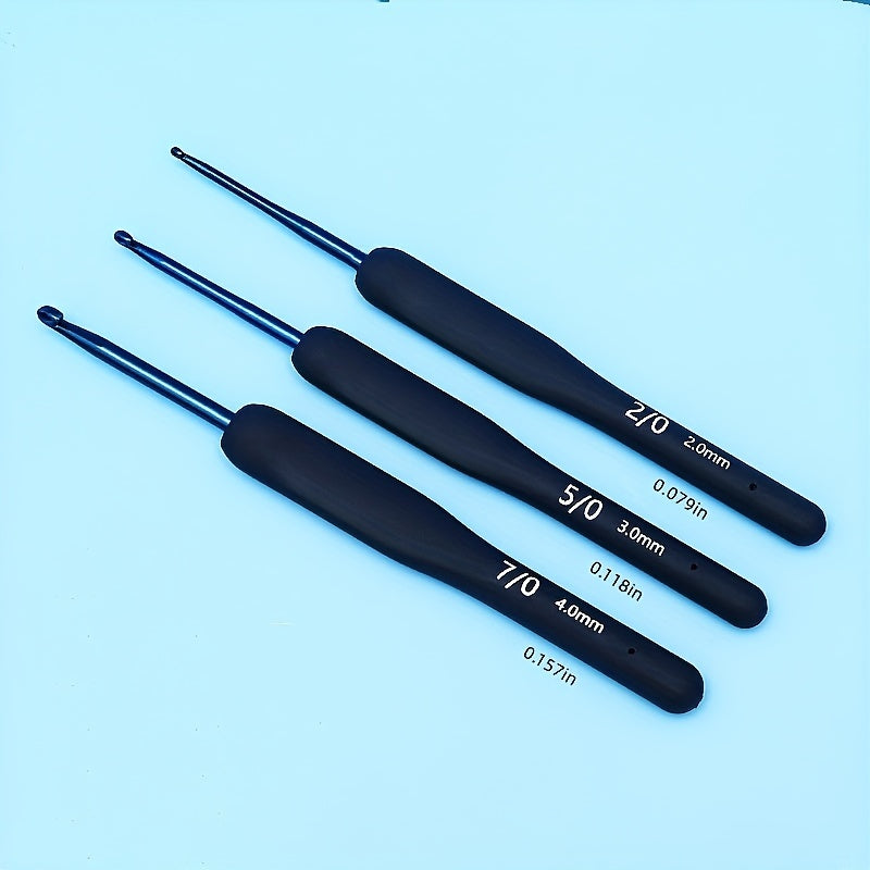 3pcs Crochet Tool Set Knitted Doll Wool Soft Handle Needle Diy Hand Knitting