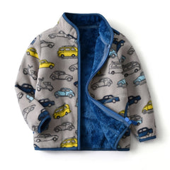 Baby Boys' Cartoon Car Fleece Jacket Winter Warm Coat