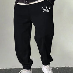 Men's Crown Graphic Sweatpants Drawstring Joggers Outdoor