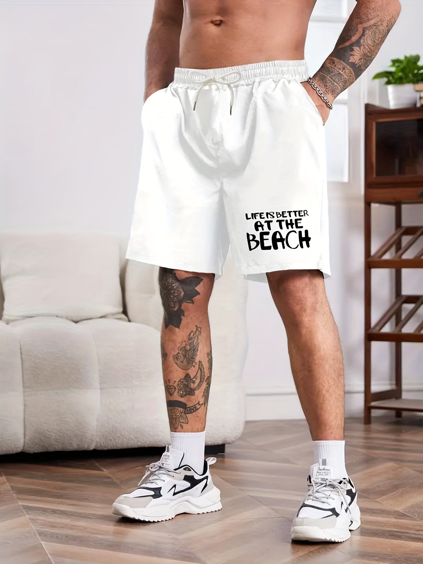 Men's Beach Print Comfy Summer Shorts Casual Loose Drawstring Shorts