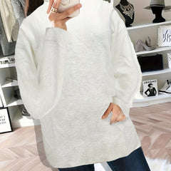 Casual Sweater Solid Long Sleeve High Stretch Jumper