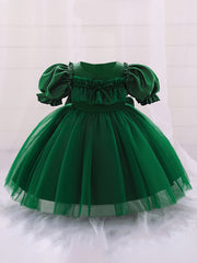 Mesh Puffy Gown Dress for Christening Wedding Flower Girl Princess