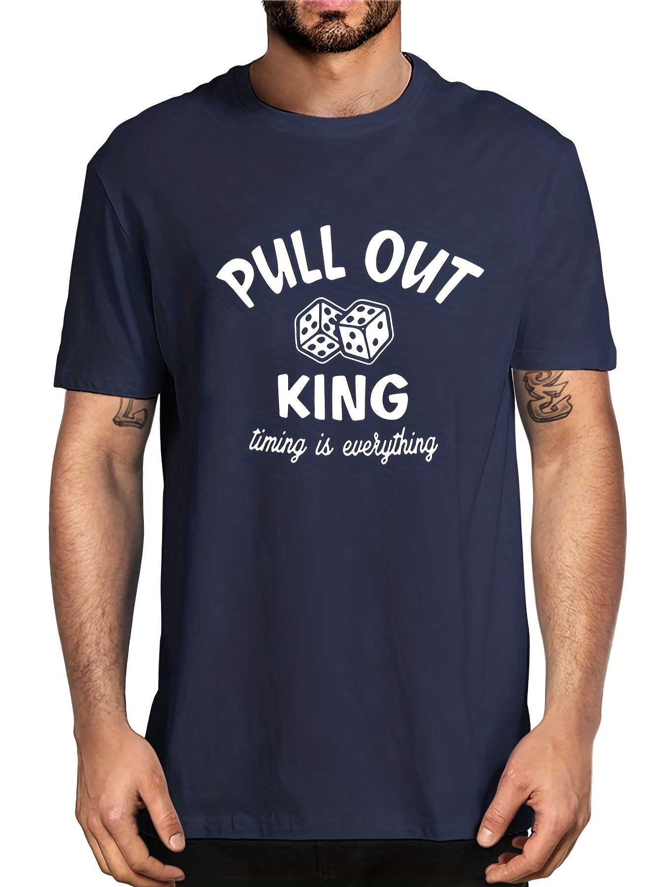 Men's Pull Out King Print T-shirt for Summer Outdoor