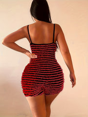 Striped Spaghetti Strap Romper Jumpsuit Sexy Backless Cami Romper