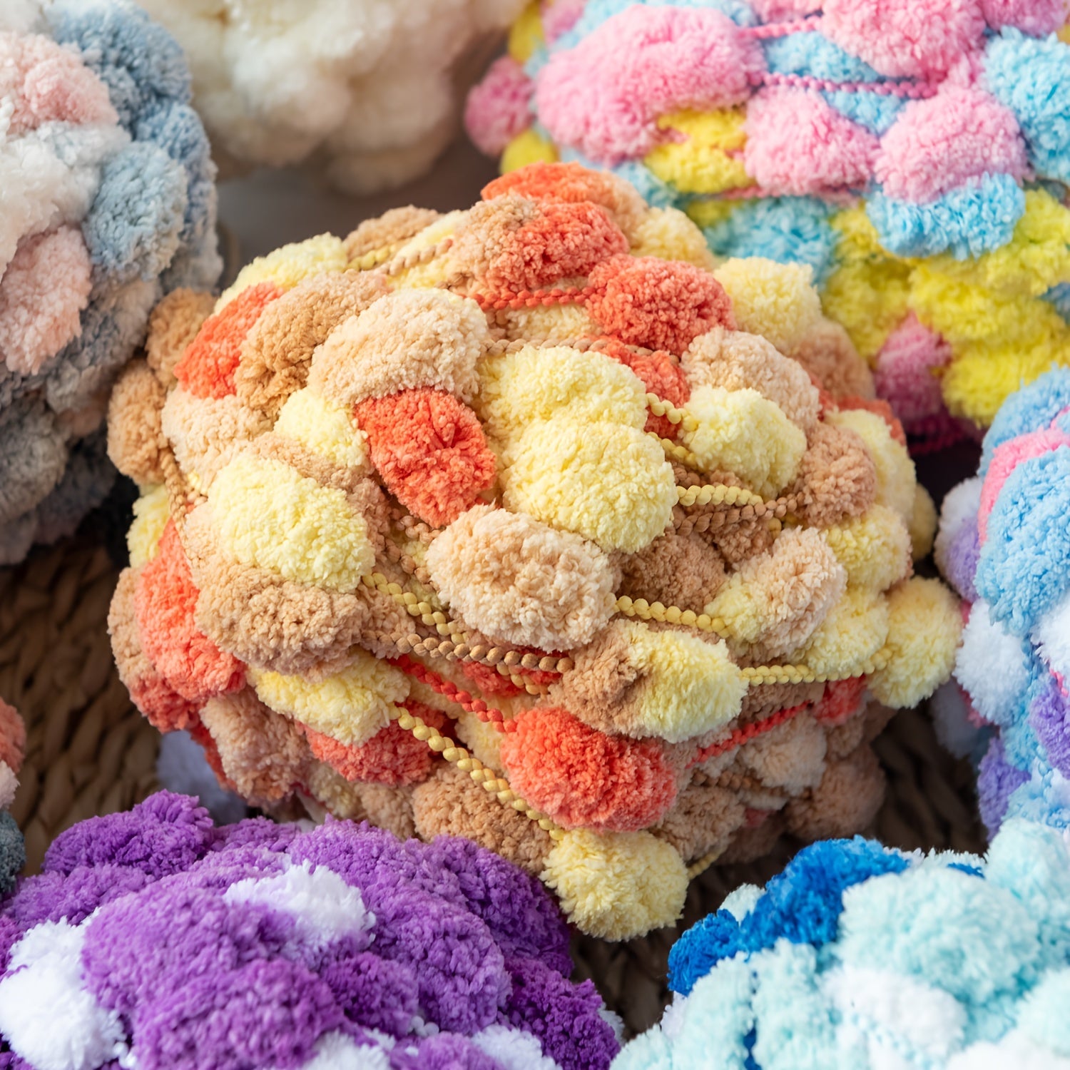 Soft Thick POM POM Ball Yarn for Crochet Knitting Blanket Mat