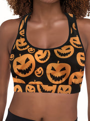 Women's Plus Pumpkin Print Racer Back Tank Bra