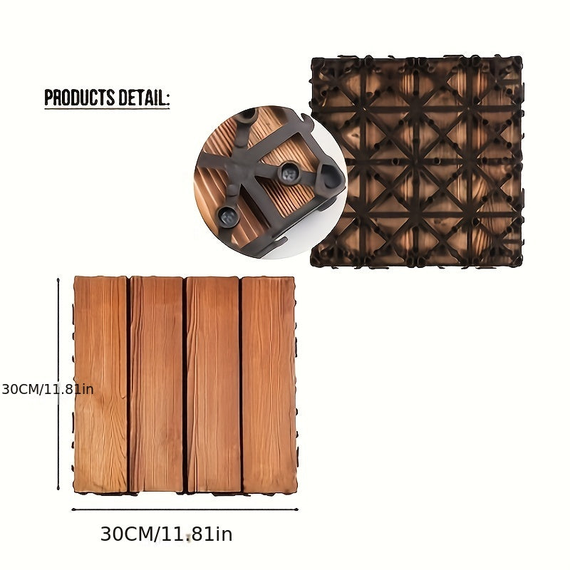 5pcs Garden Wooden Deck Tiles Interlocking Flooring Utility Life