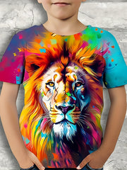 Colorful Lion Graphic T-shirt for Boys