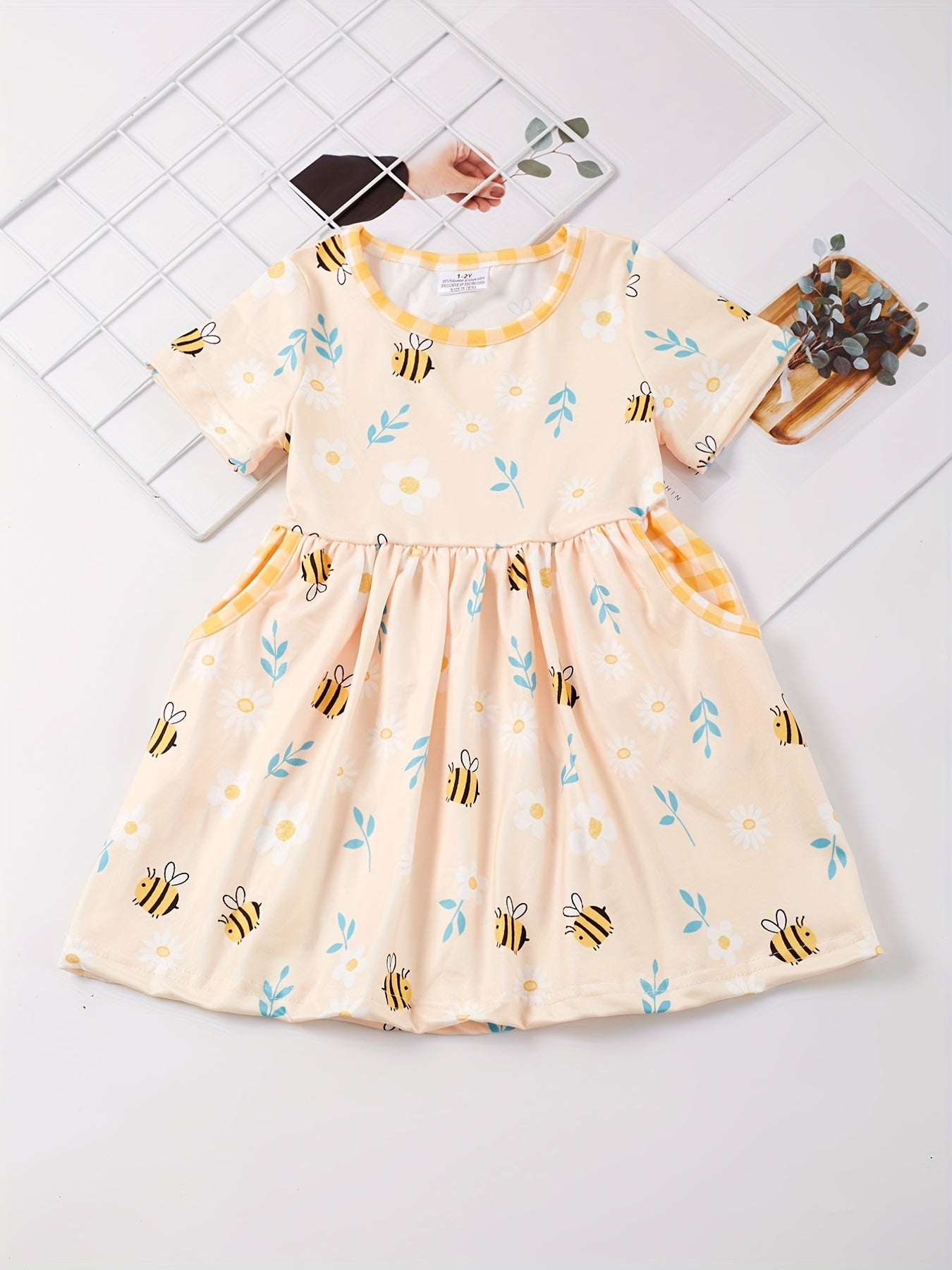 Toddler Girls Bee Floral Print Dress With Pocket