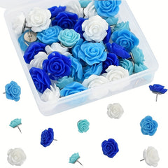 60pcs Gradient Rose Flower Push Pins for School Home Office