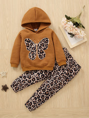 Girls Leopard Print Hoodie & Sweatpants Set
