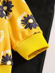 Girl's 2pcs Sweatshirt & Leggings Set Sunflower Print Top Casual Outfits